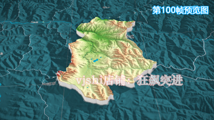 曲松县地图三维立体地形山脉河流暗色写实