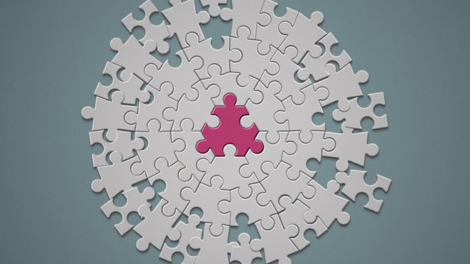 六角形拼图，中央红色块吸引银块