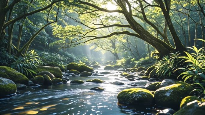 航拍清晨森林风景阳光云海日出