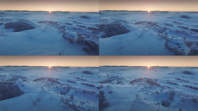 冬季绝美雾凇雪原雪景航拍