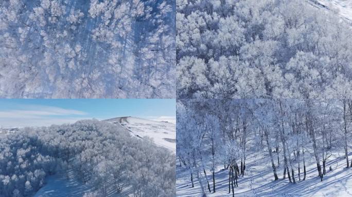 【合集】冬季雾凇雪原雪景航拍