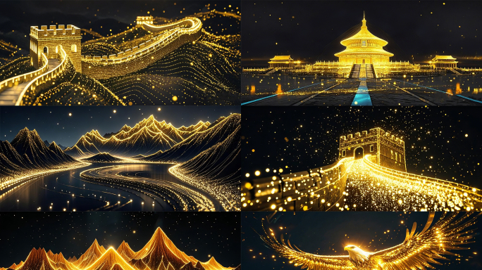 祖国大好河山粒子LED大屏舞台背景