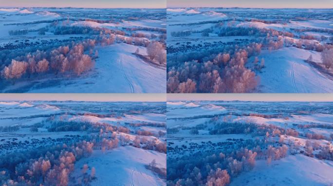 冬季绝美雾凇雪原雪景航拍
