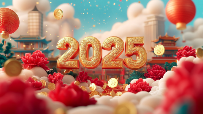 蛇年春节新年元宵节剪纸喜庆动画背景合集