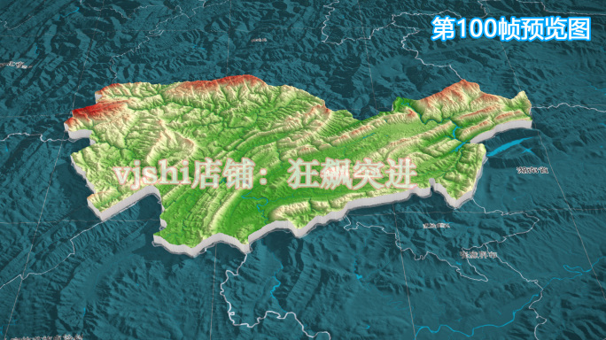 桑植县地图三维立体地形山脉河流暗色写实