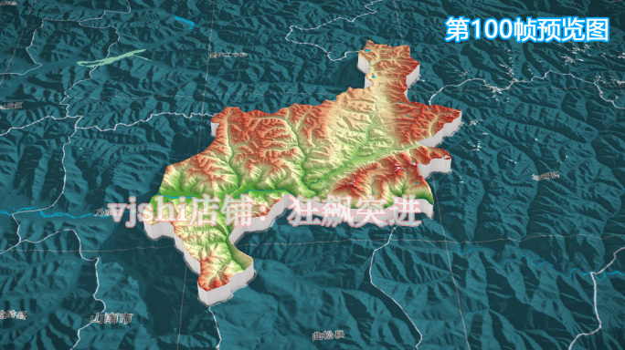 桑日县地图三维立体地形山脉河流暗色写实