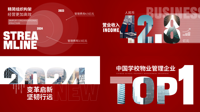 年终汇报总结 红白简明排版快闪