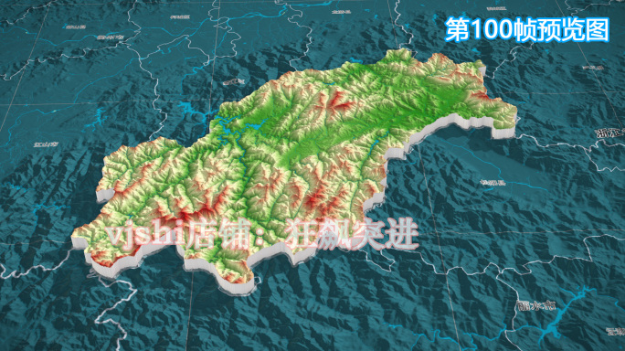 遂昌县地图三维立体地形山脉河流暗色写实