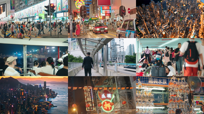中国香港城市地标航拍街景人文合集