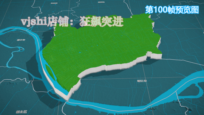 泰兴市地图三维立体地形山脉河流暗色写实