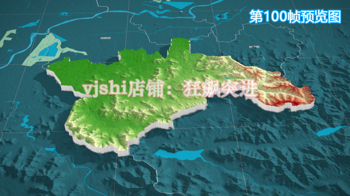 市中区地图三维立体地形山脉河流暗色写实