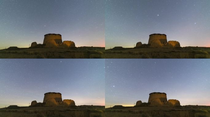 山西忻州偏关县长城夜空流星雨延时