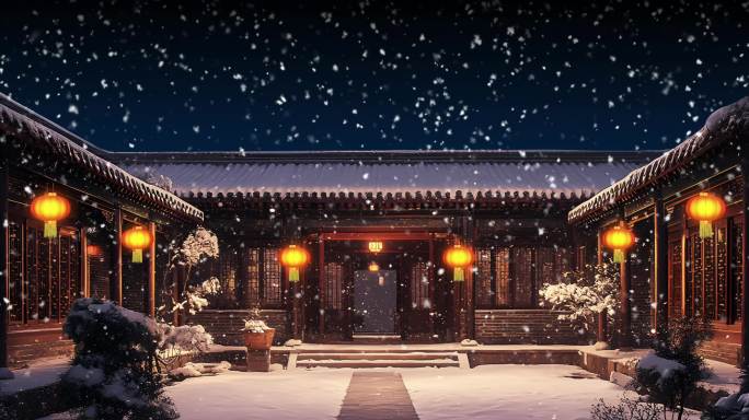 四合院 春节 冬季 下雪 传统 国风