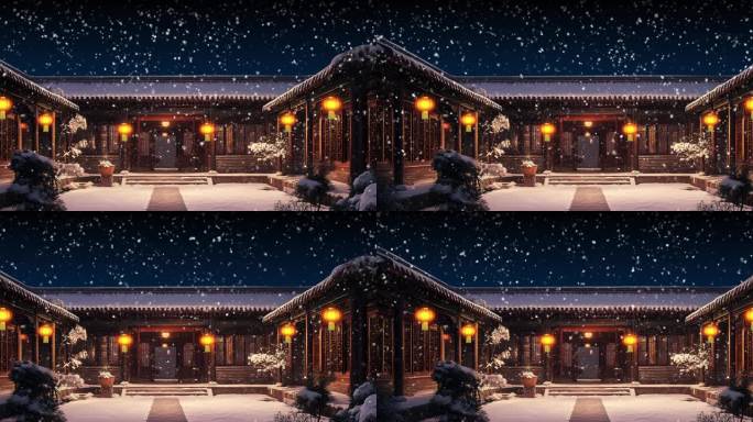 四合院 春节 冬季 下雪 传统 国风