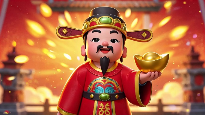 新年喜庆财神爷 恭喜发财卡通财神爷