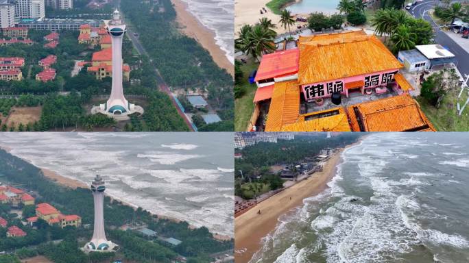 航拍 海南 琼海 博鳌镇妈祖庙灯塔玉带滩