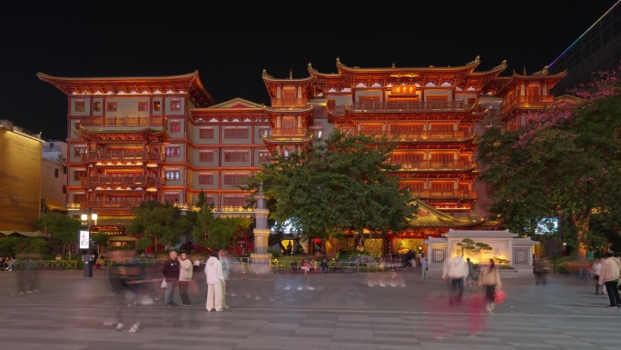 4K 广州夜景 大佛寺延时  古建筑