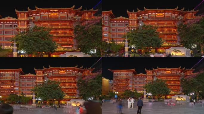 4K 广州夜景 大佛寺延时  古建筑