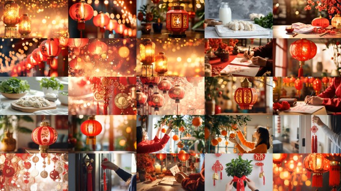 春节 灯笼 喜庆 过年 新年视频
