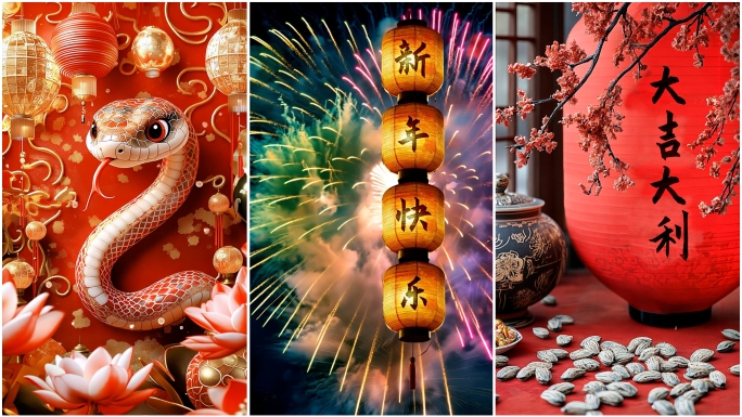 2025蛇年新年贺年新春竖屏
