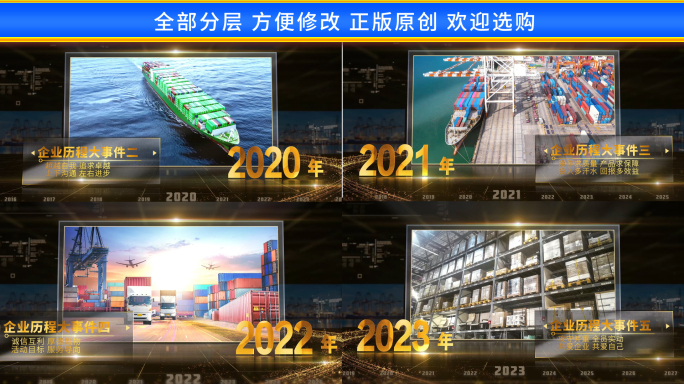 金色企业图文时间线包装