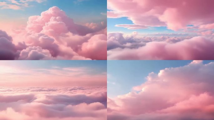 「有版权」粉红色的低空云彩合集4K