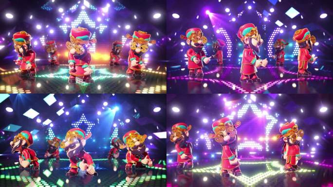 新年新春元宵节蛇年卡通财神爷跳舞DJ