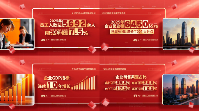 红色企业图文数据包装展示