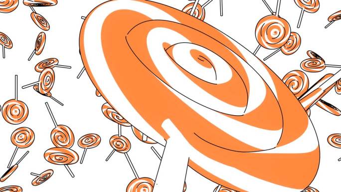 卡通风格的橙色棒棒糖，背景为白色。