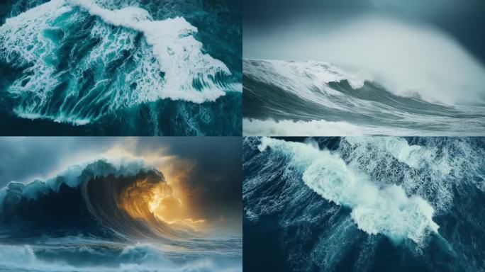 「有版权」航拍大海海浪海啸合集4K