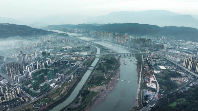 【正版素材】四川雅安城市航拍0735