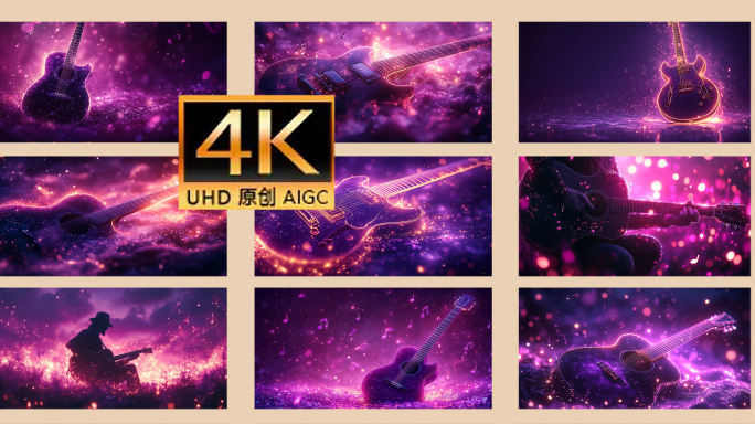 4k文艺弹吉他、弹吉他特写