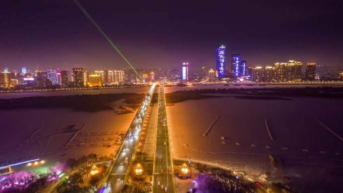 哈尔滨松花江夜景大剧院地标打卡地尔滨旅游