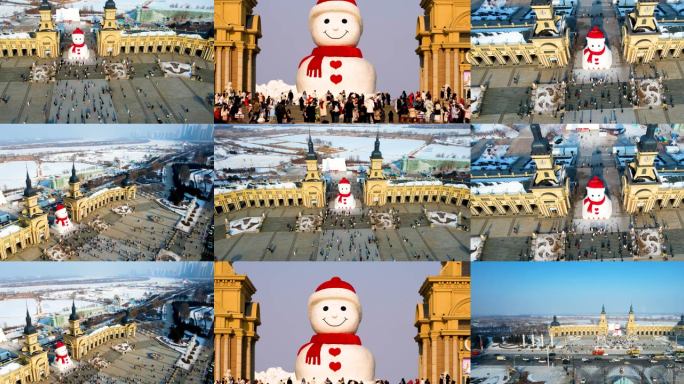 哈尔滨音乐长廊大雪人打卡地冬季旅游尔滨