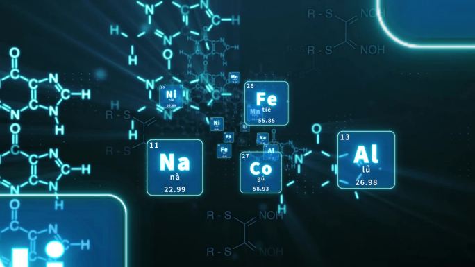 锂电池行业-科技感化学分子式视频