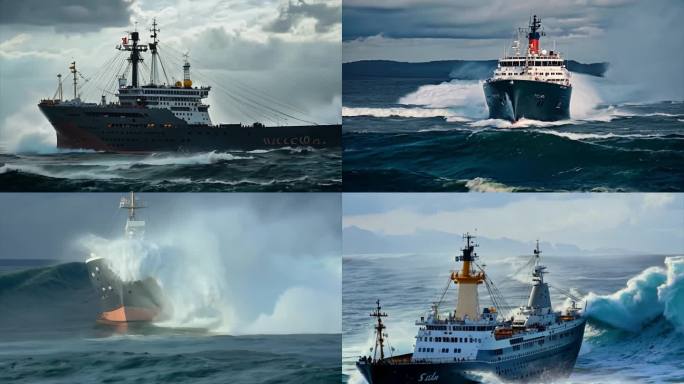 轮船乘风破浪气势磅礴