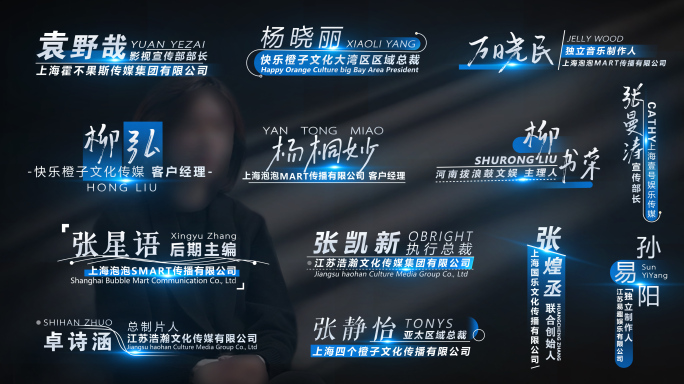 简洁科技感人名条字幕特效