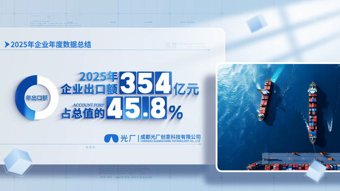 简洁蓝色企业年终图文数据展示