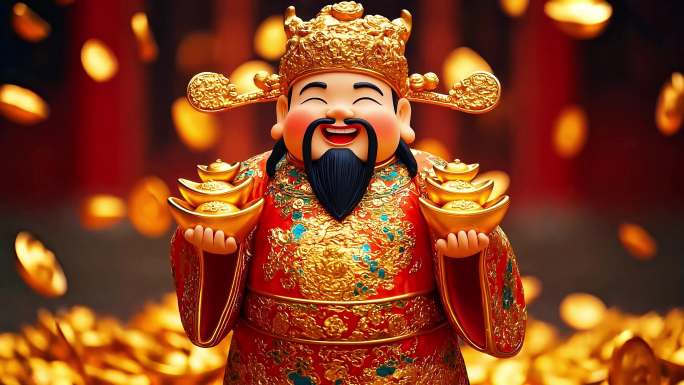 春节 财神 元宝 金币 财富 好运 发财