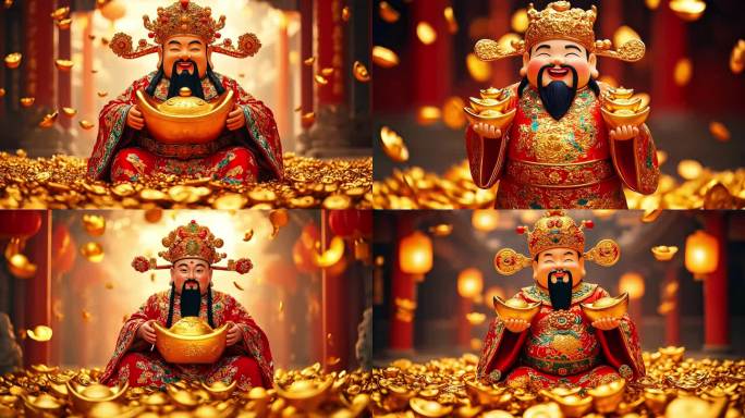 春节 财神 元宝 金币 财富 好运 发财