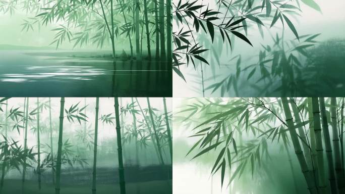 4K竹子竹林幽静水墨背景视频