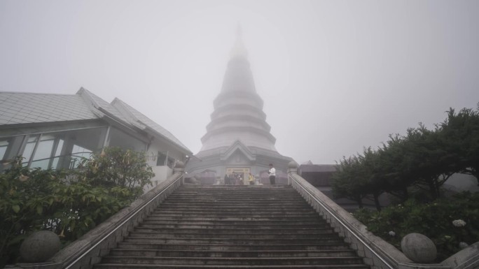 游客在国王塔和皇后塔的时间流逝，Doi因他农，泰国，东南亚，亚洲