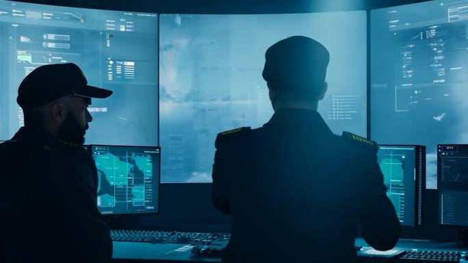 后台指挥中心 指挥人员背影
