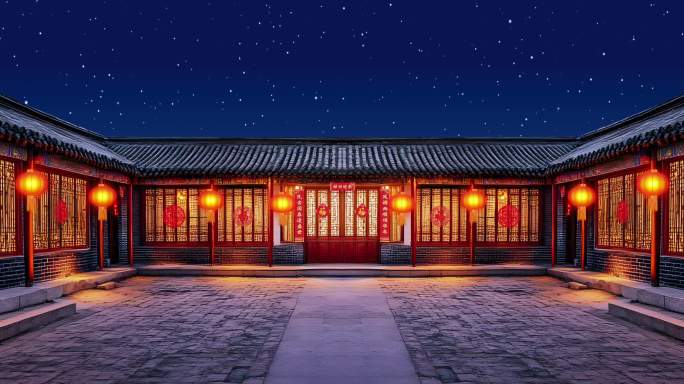 四合院 老北京 中式 温暖 大院 喜庆