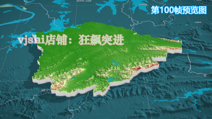 咸安区地图三维立体地形山脉河流暗色写实