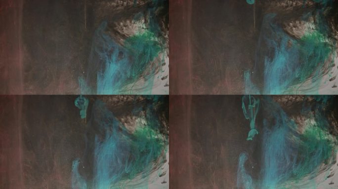 液体:颜料滴，黑色墨水水和油的慢动作
