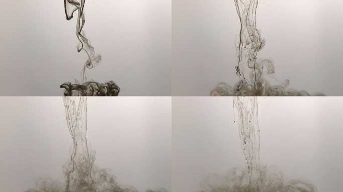 液体:颜料滴，黑色墨水水和油的慢动作