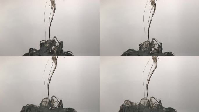 液体:颜料滴，黑色墨水水和油的慢动作