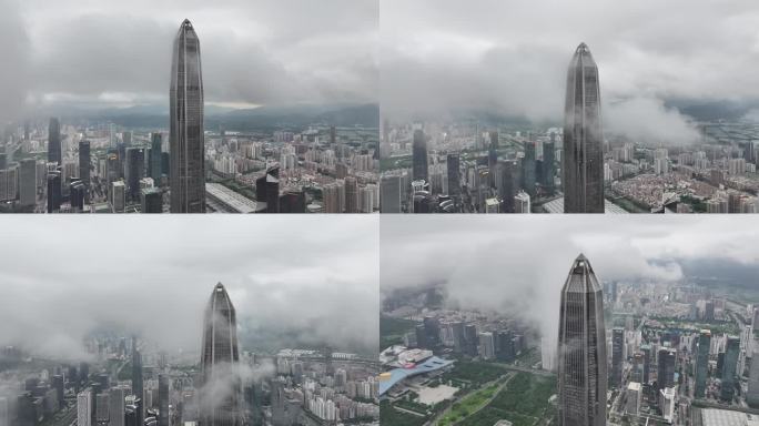 云雾深圳CBD平安金融中心4K60帧航拍