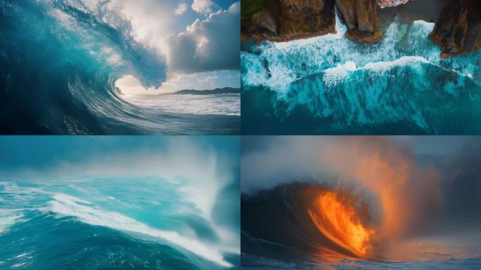 「有版权」航拍大海海浪合集4K